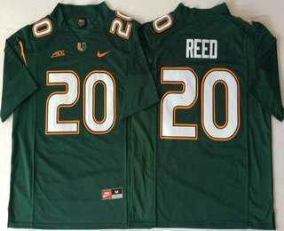 Mens Miami Hurricanes #20 Ed Reed Green Stitched NCAA Nike College Football Jersey->->NCAA Jersey
